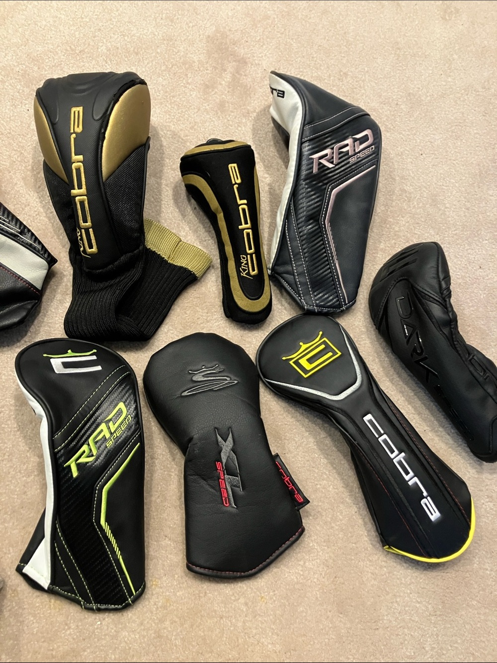 Cobra Golf Headcover Lot - Black, Gold, White, Navy 12 in all